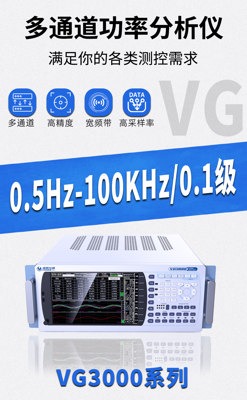 威格新品-多通道，多功能、高精度功率分析儀VG3000系列 廠家直銷 質(zhì)量保障插圖1